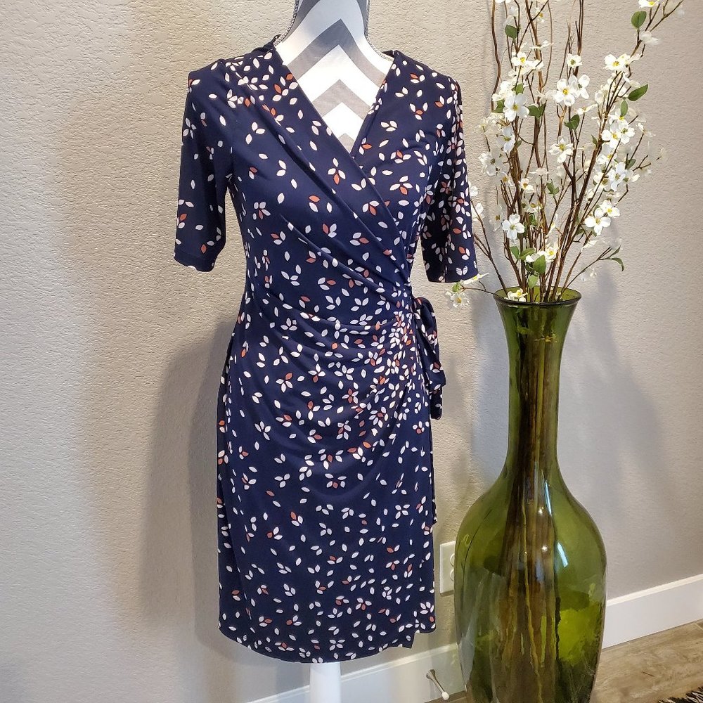 Motherhood Maternity Blue Pattern Wrap Dress